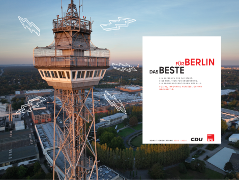 Berliner Funkturm und der Koalitionsvertrag von CDU und SPD